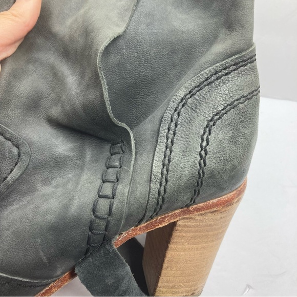 Free People Seven Wonders Leather Boots Washed Black 39 US 8.5/9 heeled - Picture 8 of 16